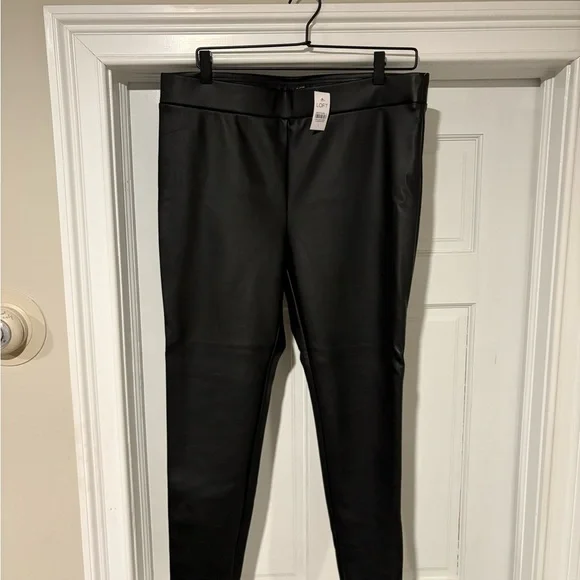 LOFT Black Faux Leather Pants - Picture 2 of 10